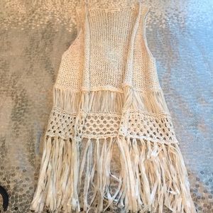 Painted threads Boho fringe crocheted vest, size S